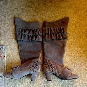 Gray suede boots